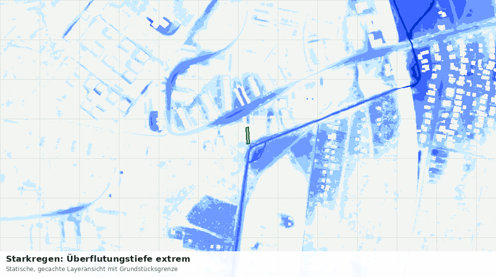 Statische Kartenansicht: Starkregen: Überflutungstiefe extrem