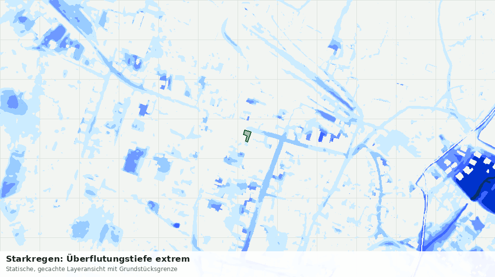 Statische Kartenansicht: Starkregen: Überflutungstiefe extrem