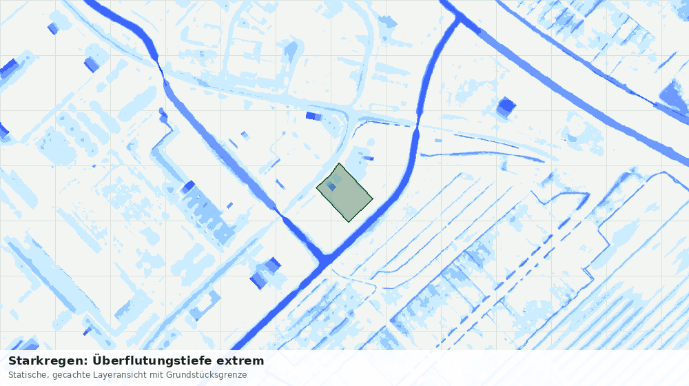 Statische Kartenansicht: Starkregen: Überflutungstiefe extrem