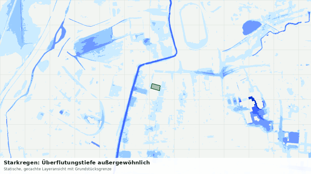 Statische Kartenansicht: Starkregen: Überflutungstiefe außergewöhnlich