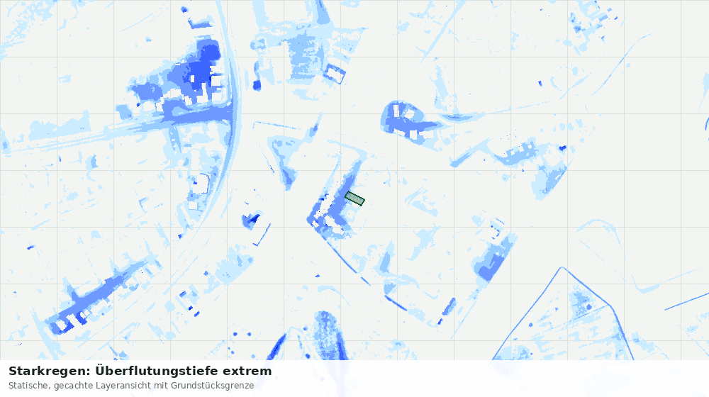 Statische Kartenansicht: Starkregen: Überflutungstiefe extrem