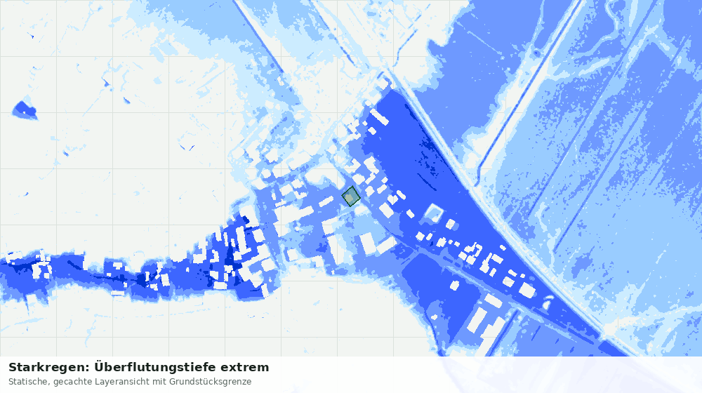 Statische Kartenansicht: Starkregen: Überflutungstiefe extrem