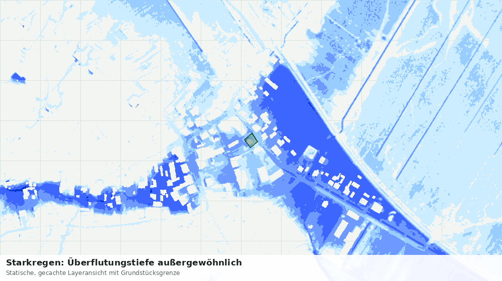 Statische Kartenansicht: Starkregen: Überflutungstiefe außergewöhnlich