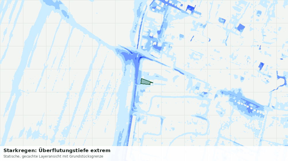 Statische Kartenansicht: Starkregen: Überflutungstiefe extrem