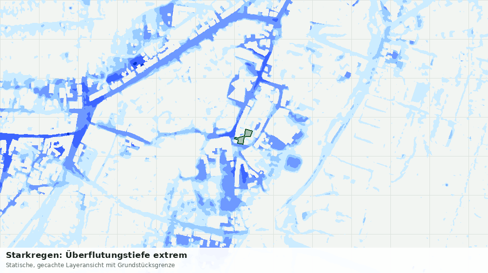Statische Kartenansicht: Starkregen: Überflutungstiefe extrem