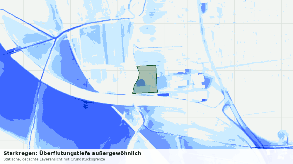 Statische Kartenansicht: Starkregen: Überflutungstiefe außergewöhnlich