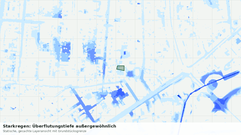 Statische Kartenansicht: Starkregen: Überflutungstiefe außergewöhnlich