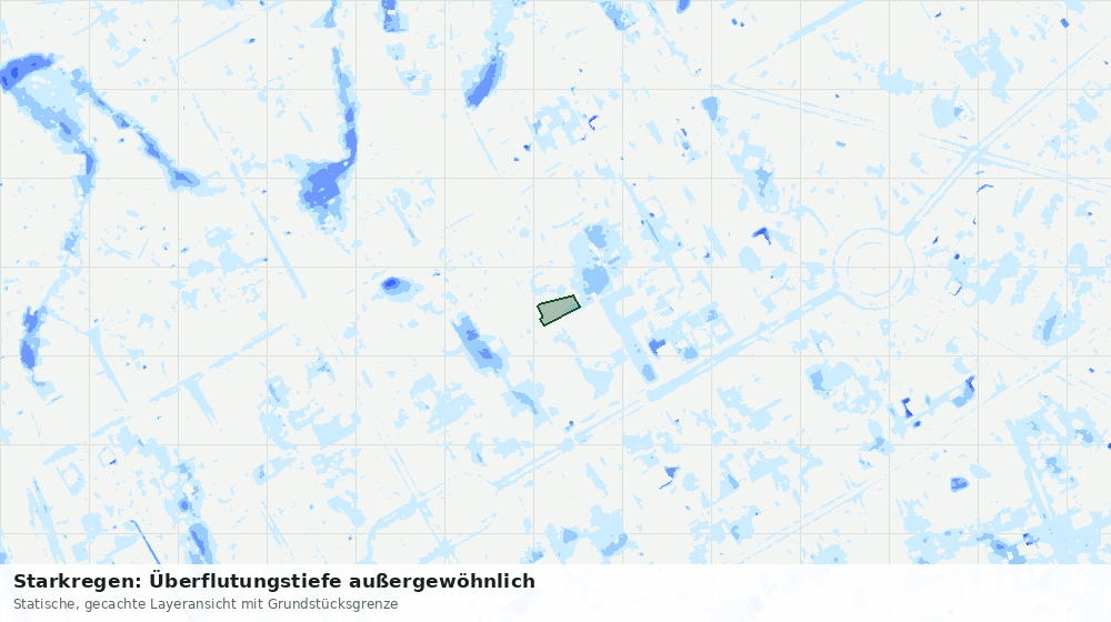 Statische Kartenansicht: Starkregen: Überflutungstiefe außergewöhnlich