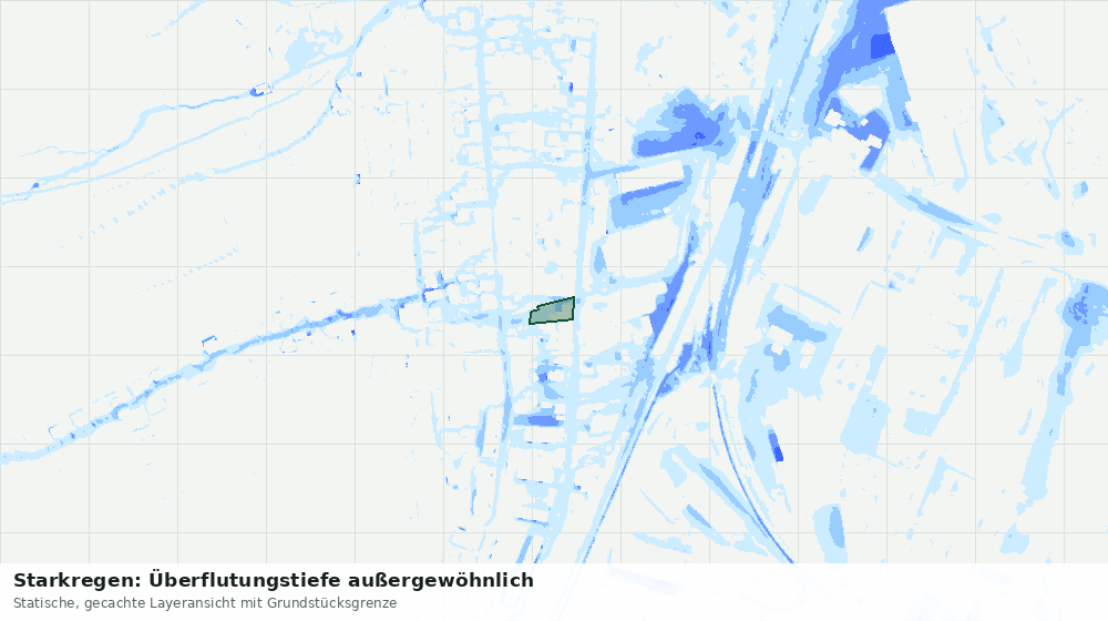 Statische Kartenansicht: Starkregen: Überflutungstiefe außergewöhnlich