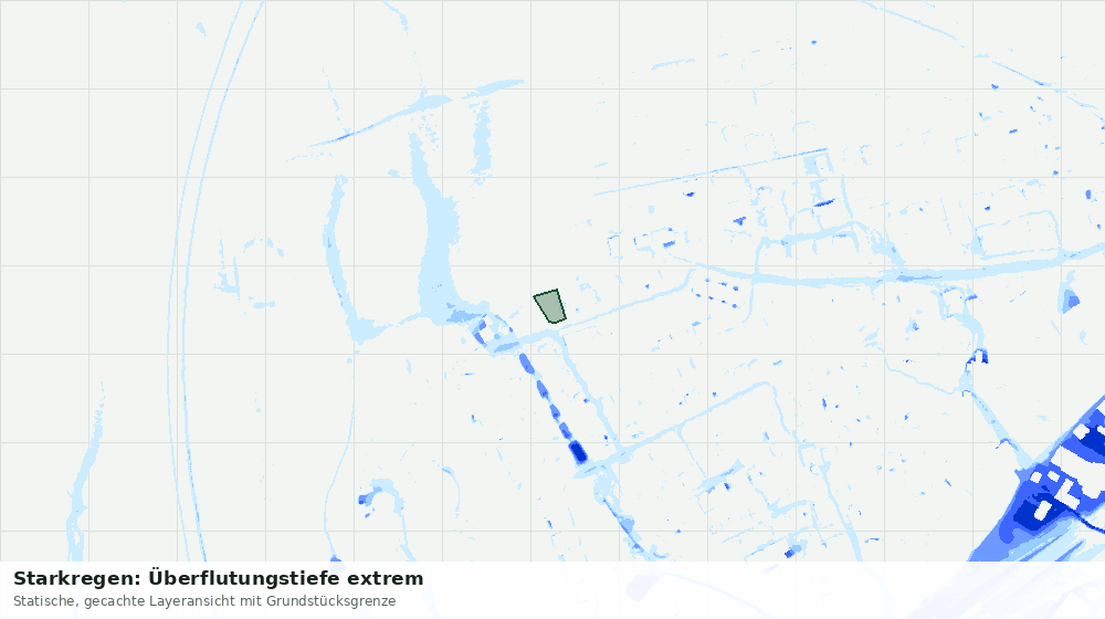 Statische Kartenansicht: Starkregen: Überflutungstiefe extrem