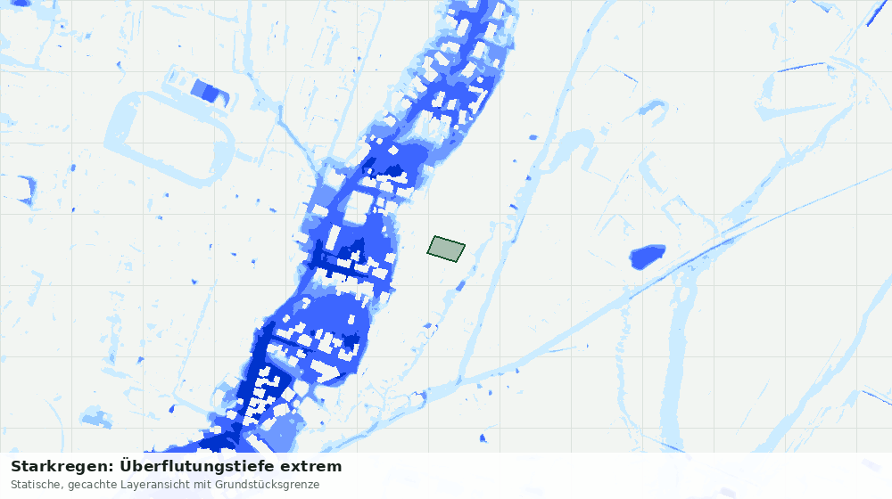 Statische Kartenansicht: Starkregen: Überflutungstiefe extrem