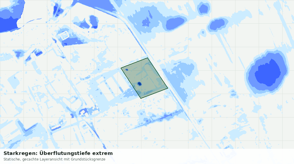 Statische Kartenansicht: Starkregen: Überflutungstiefe extrem
