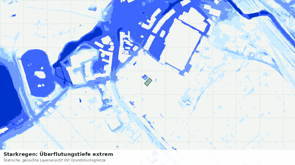 Statische Kartenansicht: Starkregen: Überflutungstiefe extrem