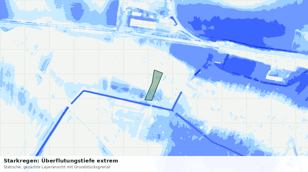 Statische Kartenansicht: Starkregen: Überflutungstiefe extrem