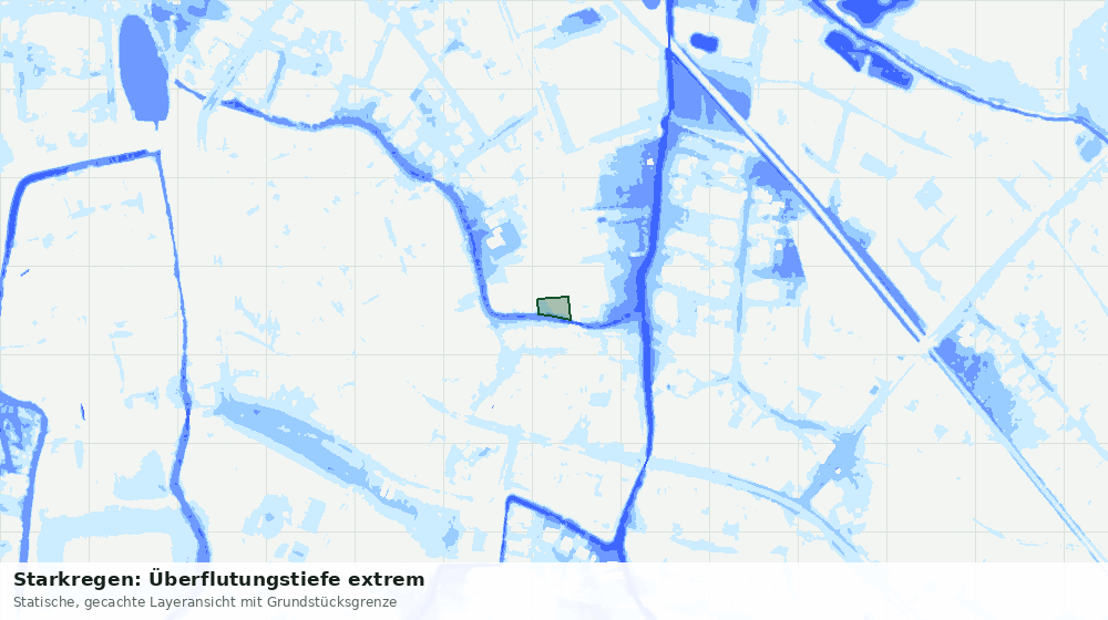Statische Kartenansicht: Starkregen: Überflutungstiefe extrem