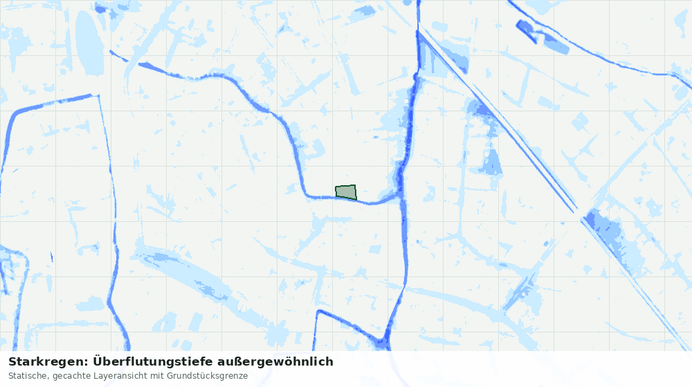 Statische Kartenansicht: Starkregen: Überflutungstiefe außergewöhnlich