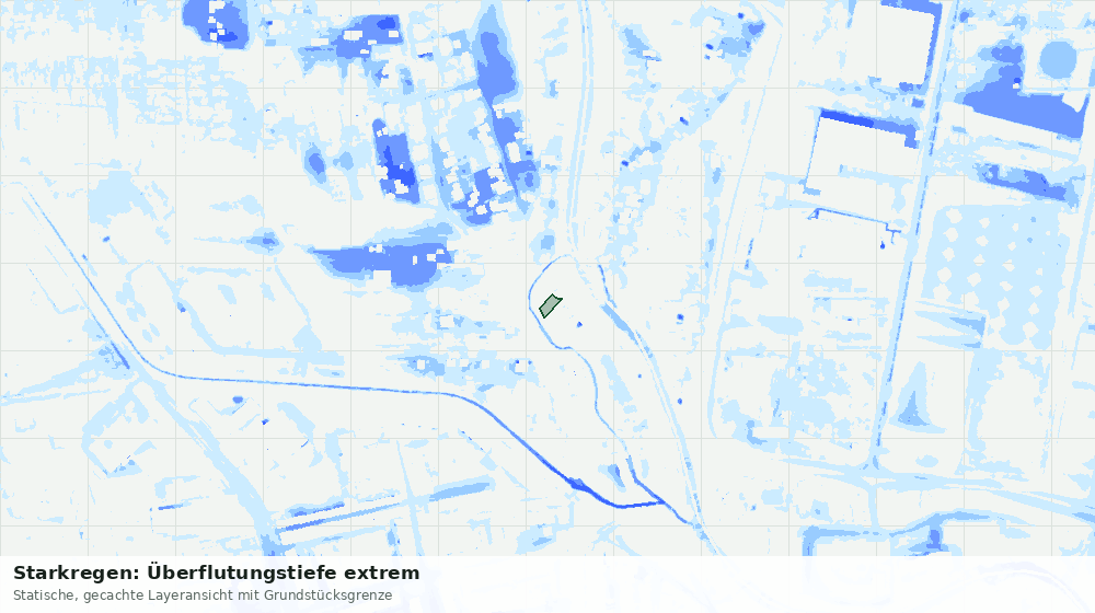 Statische Kartenansicht: Starkregen: Überflutungstiefe extrem