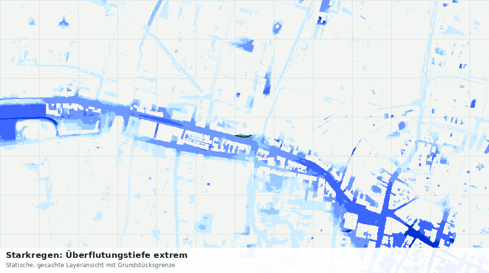 Statische Kartenansicht: Starkregen: Überflutungstiefe extrem