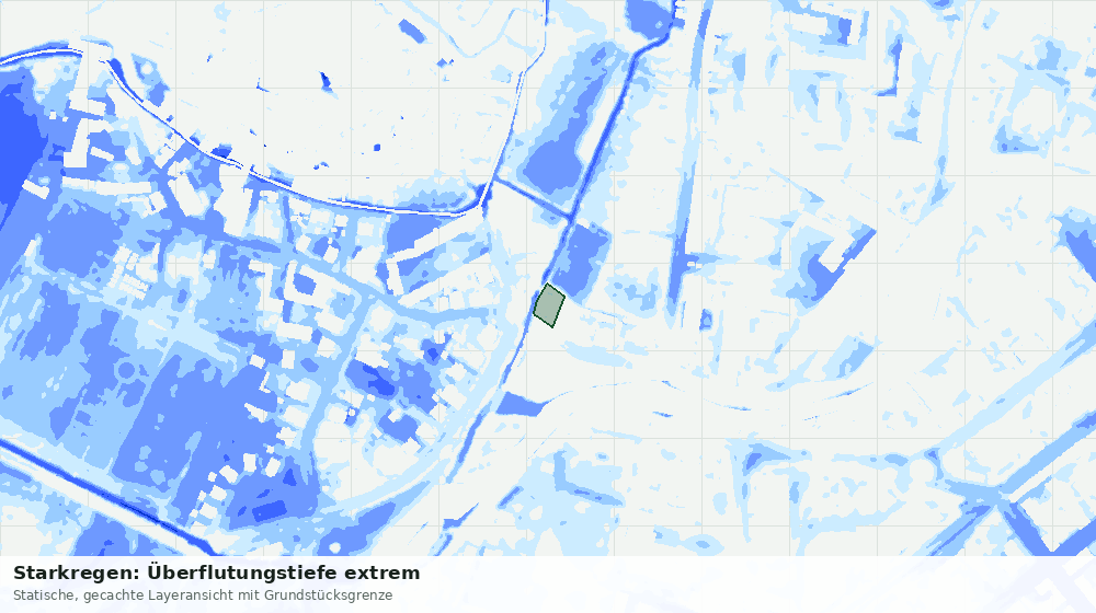 Statische Kartenansicht: Starkregen: Überflutungstiefe extrem