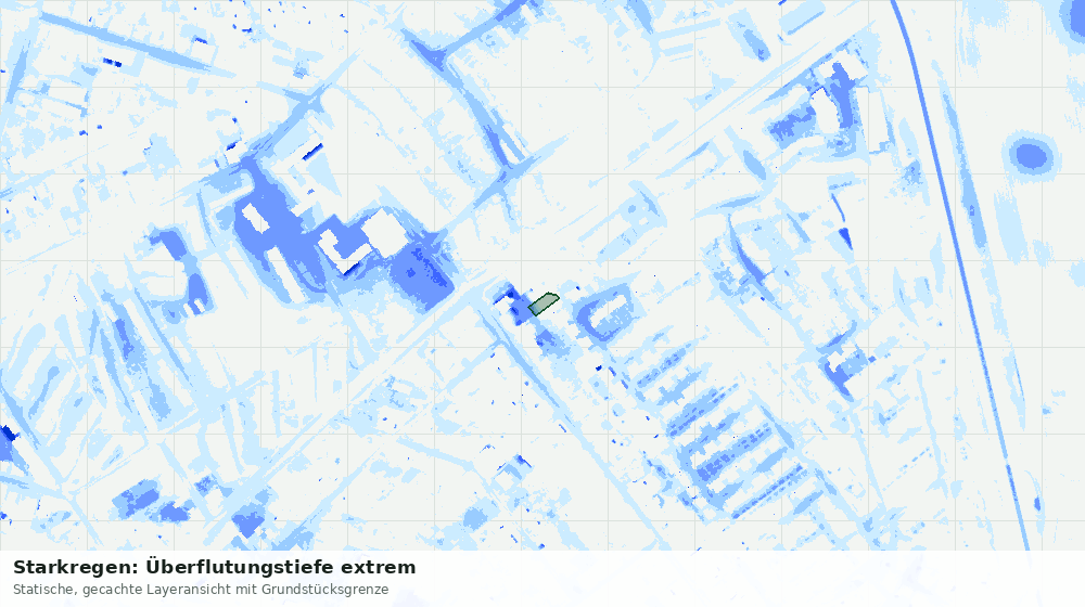 Statische Kartenansicht: Starkregen: Überflutungstiefe extrem