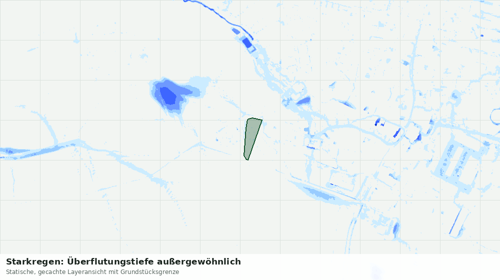 Statische Kartenansicht: Starkregen: Überflutungstiefe außergewöhnlich