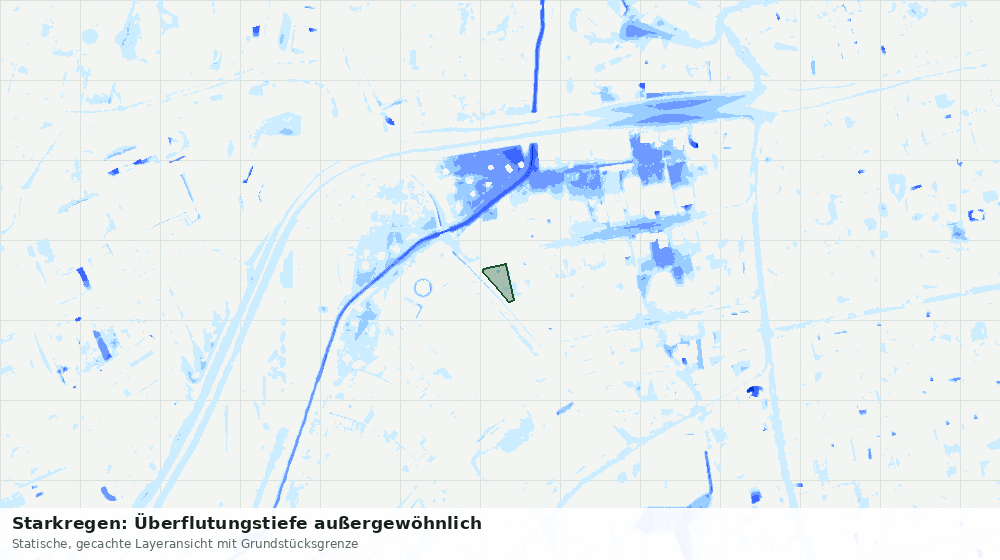 Statische Kartenansicht: Starkregen: Überflutungstiefe außergewöhnlich