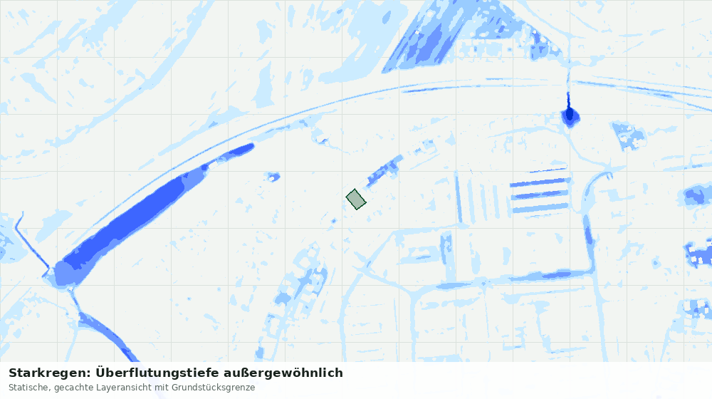 Statische Kartenansicht: Starkregen: Überflutungstiefe außergewöhnlich