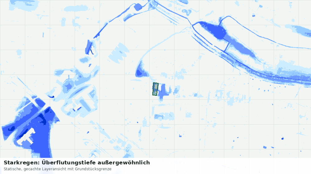 Statische Kartenansicht: Starkregen: Überflutungstiefe außergewöhnlich