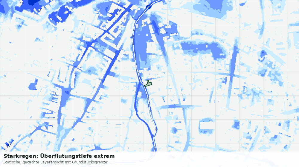 Statische Kartenansicht: Starkregen: Überflutungstiefe extrem