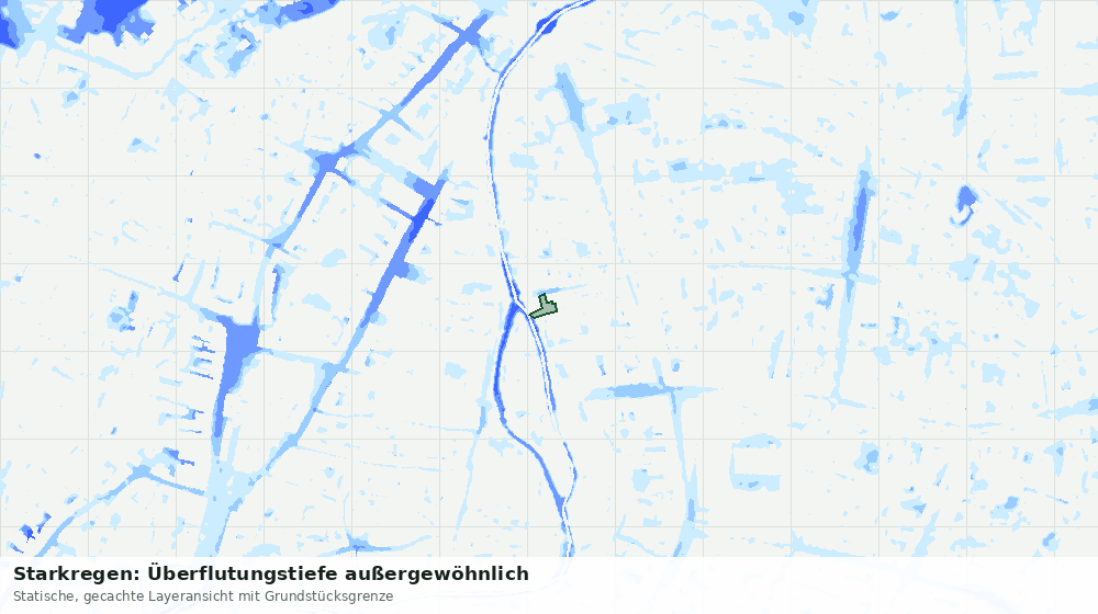 Statische Kartenansicht: Starkregen: Überflutungstiefe außergewöhnlich