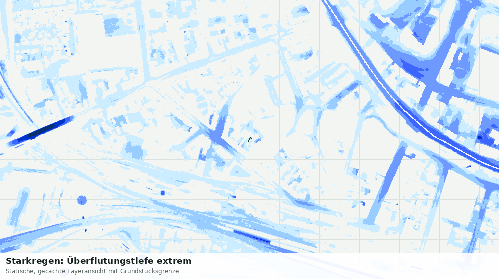 Statische Kartenansicht: Starkregen: Überflutungstiefe extrem