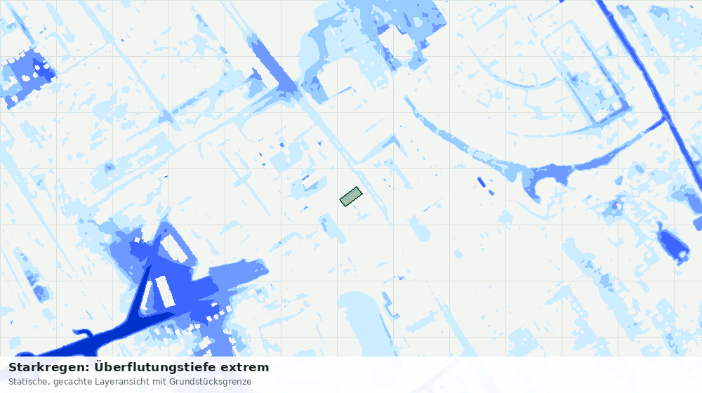 Statische Kartenansicht: Starkregen: Überflutungstiefe extrem