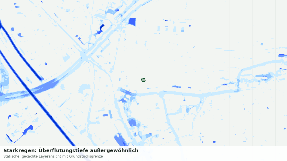 Statische Kartenansicht: Starkregen: Überflutungstiefe außergewöhnlich
