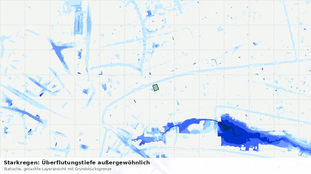 Statische Kartenansicht: Starkregen: Überflutungstiefe außergewöhnlich