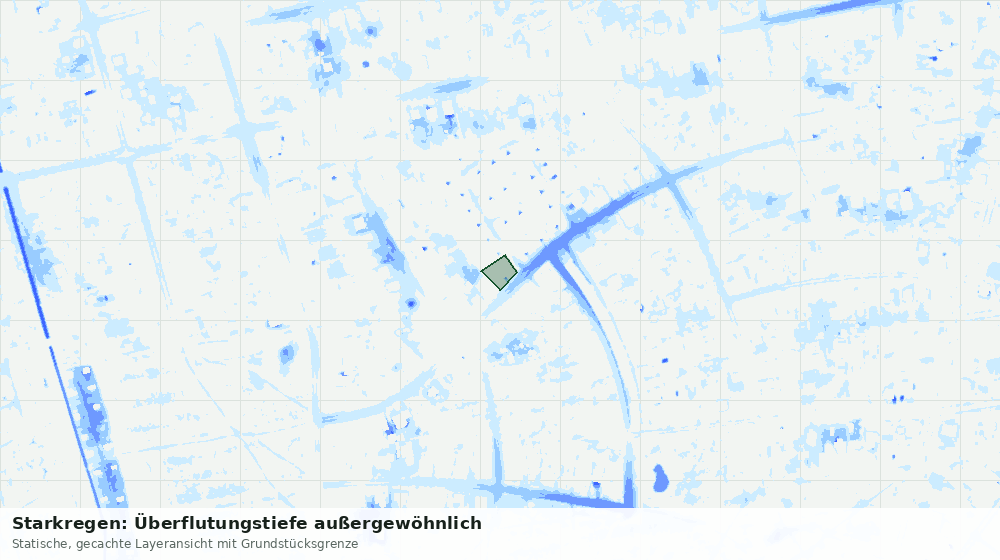 Statische Kartenansicht: Starkregen: Überflutungstiefe außergewöhnlich