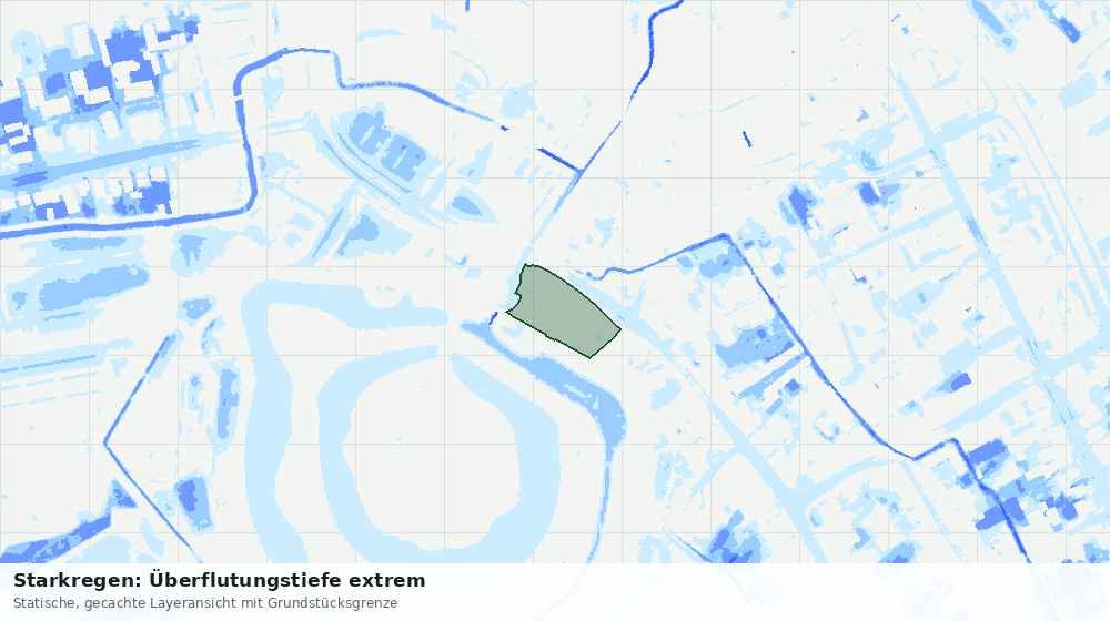 Statische Kartenansicht: Starkregen: Überflutungstiefe extrem