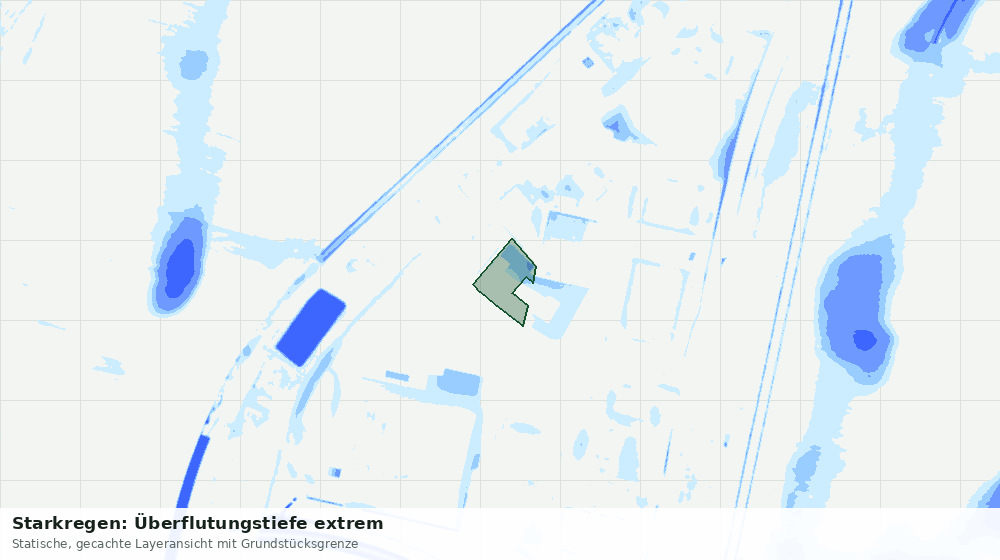 Statische Kartenansicht: Starkregen: Überflutungstiefe extrem