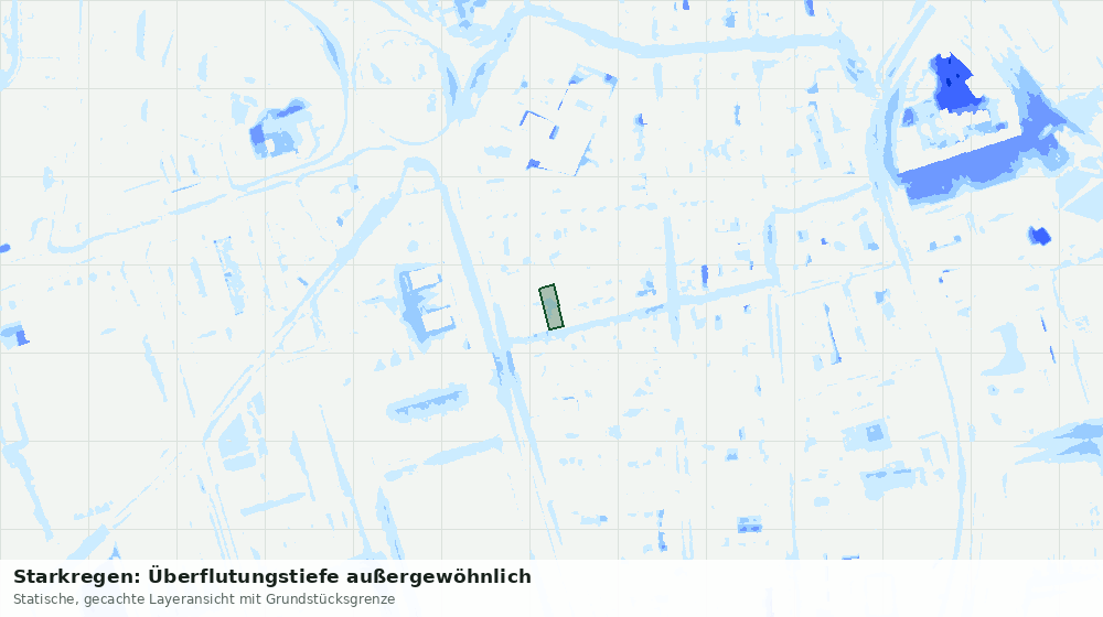 Statische Kartenansicht: Starkregen: Überflutungstiefe außergewöhnlich