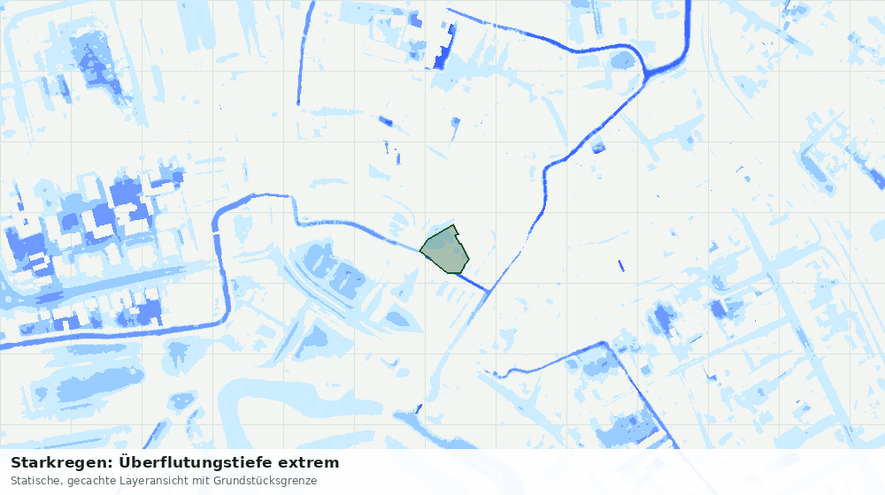 Statische Kartenansicht: Starkregen: Überflutungstiefe extrem