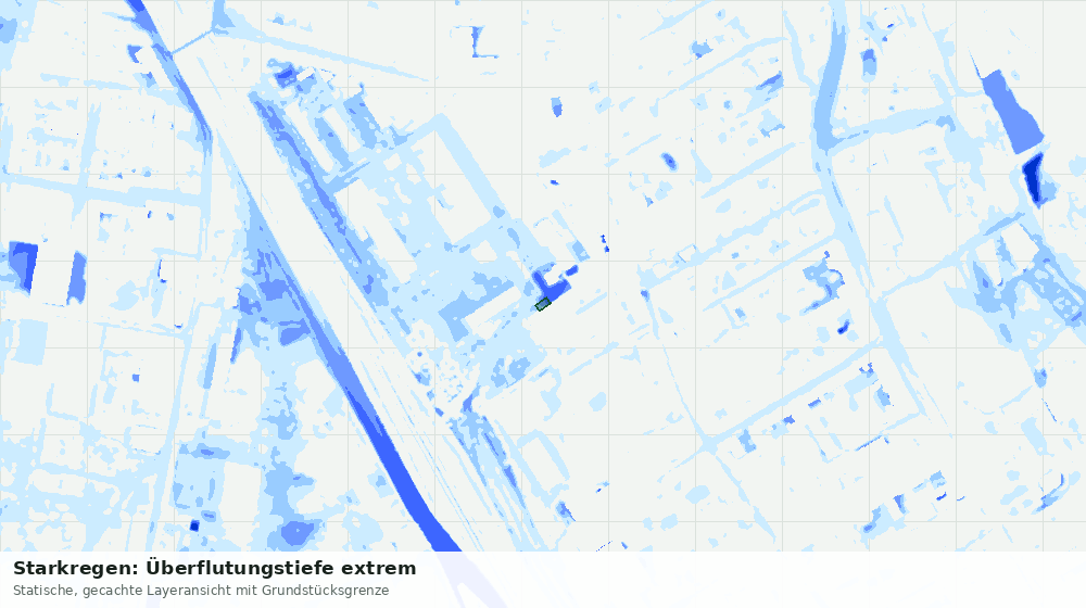 Statische Kartenansicht: Starkregen: Überflutungstiefe extrem
