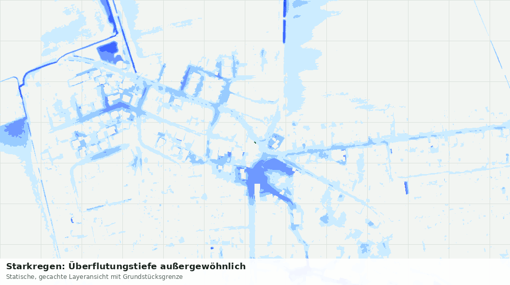 Statische Kartenansicht: Starkregen: Überflutungstiefe außergewöhnlich