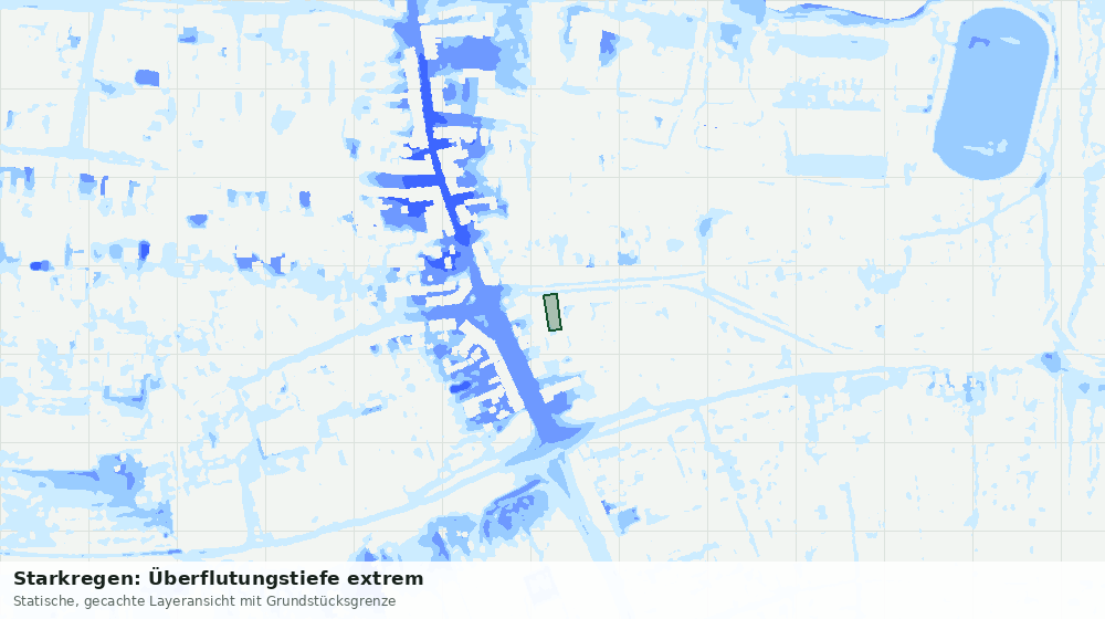 Statische Kartenansicht: Starkregen: Überflutungstiefe extrem
