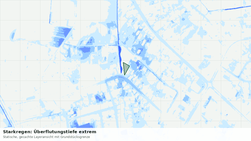 Statische Kartenansicht: Starkregen: Überflutungstiefe extrem