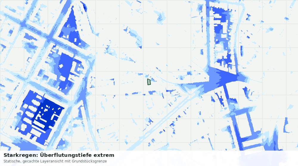 Statische Kartenansicht: Starkregen: Überflutungstiefe extrem