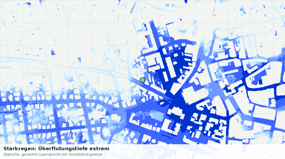 Statische Kartenansicht: Starkregen: Überflutungstiefe extrem