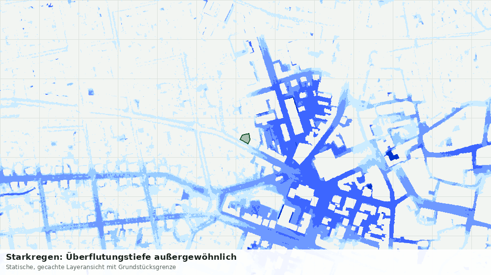 Statische Kartenansicht: Starkregen: Überflutungstiefe außergewöhnlich