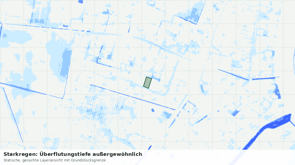 Statische Kartenansicht: Starkregen: Überflutungstiefe außergewöhnlich