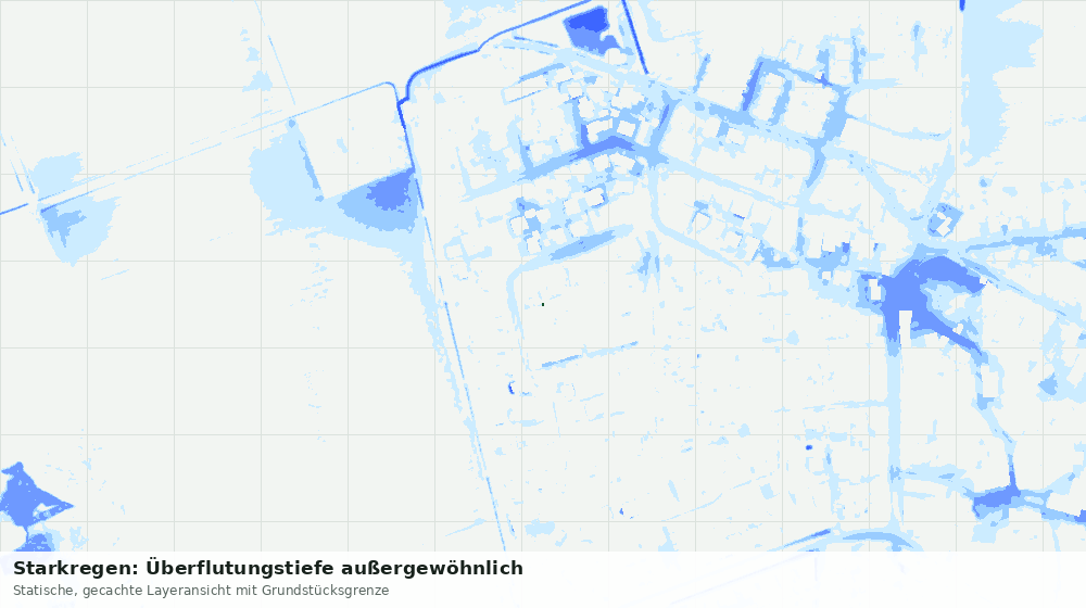 Statische Kartenansicht: Starkregen: Überflutungstiefe außergewöhnlich
