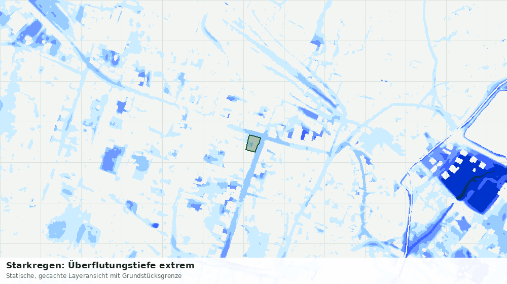 Statische Kartenansicht: Starkregen: Überflutungstiefe extrem