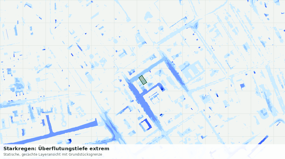Statische Kartenansicht: Starkregen: Überflutungstiefe extrem